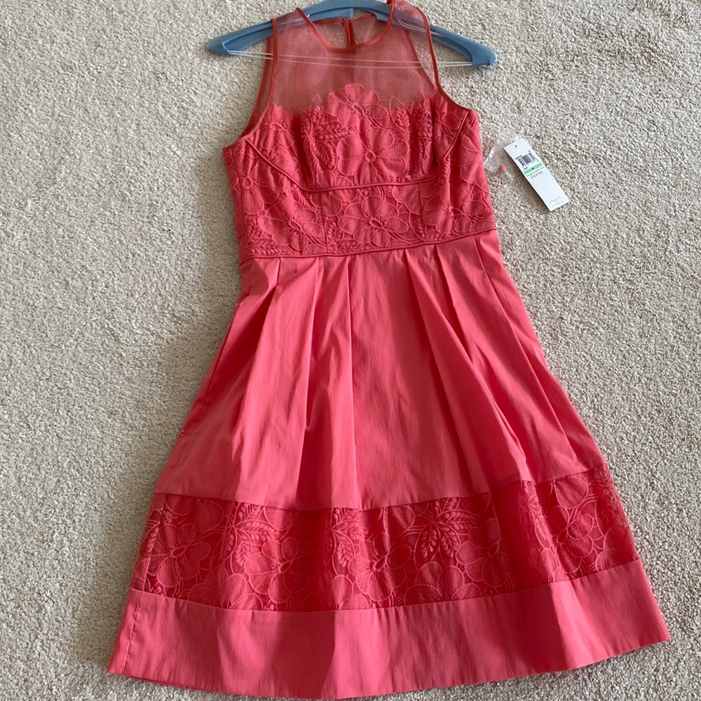 Stunning coral illusion dress!